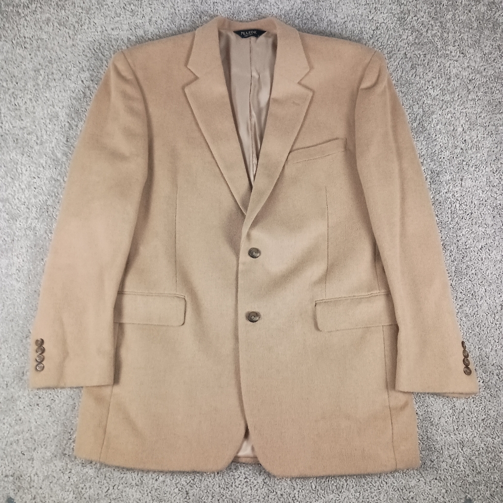 Jos A Bank 44L 100%‎ Camel Hair Beige Mens Blazer - Picture 2 of 13